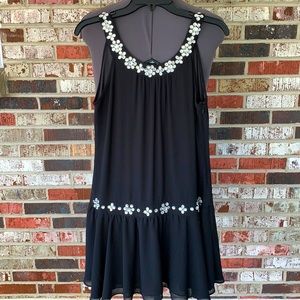 Jeweled Mini-dress with Flounce hem